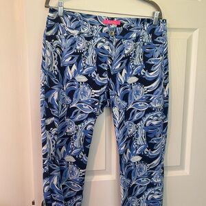 Lilly Pulitzer Blue White Pants Size 12